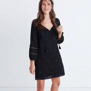 MADEWELL Signal Black Embroidered Tunic Dress XL